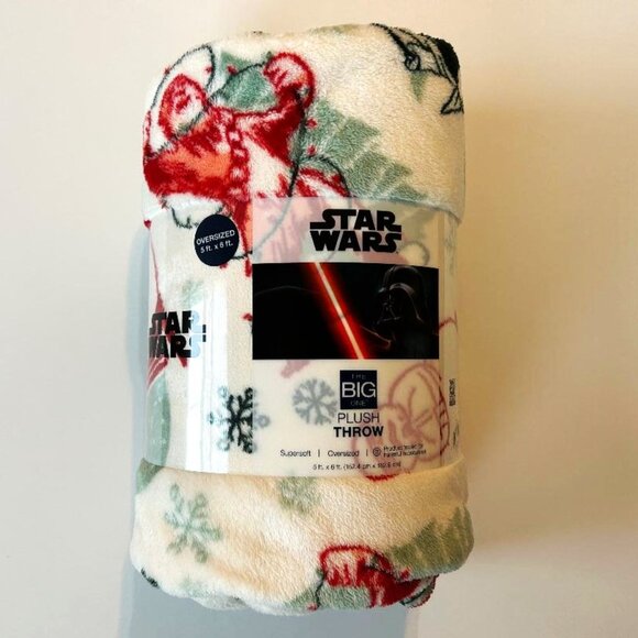 NEW STAR WARS CHRISTMAS HOLIDAY THROW BLANKET THE BIG ONE STORM TROOPERS NWT - Picture 2 of 2